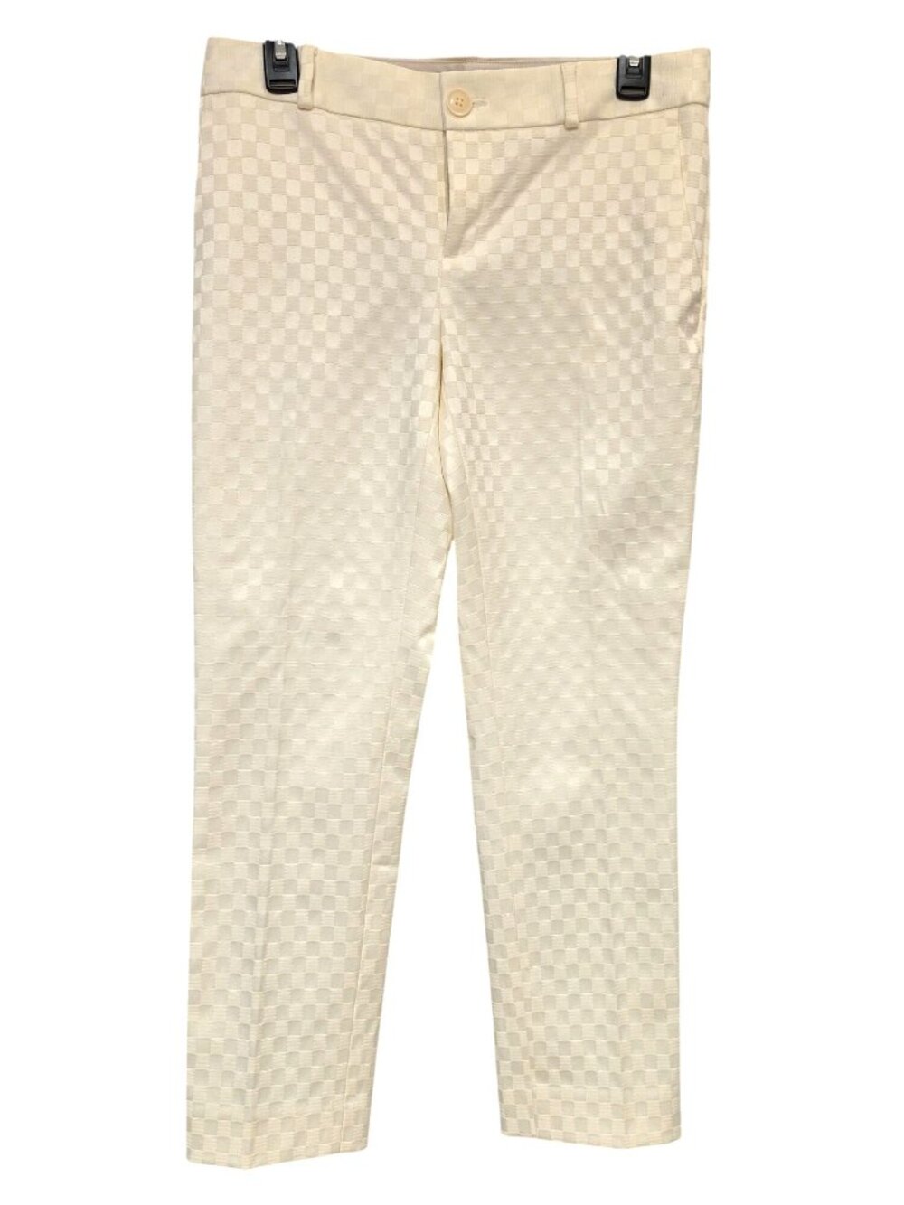 Banana Republic Hampton Cropped Pants Women 4 Ivory White Jacquard Check NWT